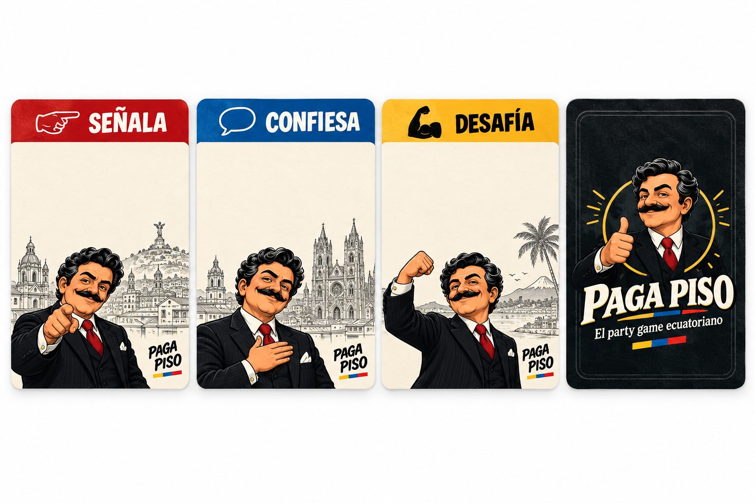 Cartas Señala, Confiesa y Desafía del juego Paga Piso